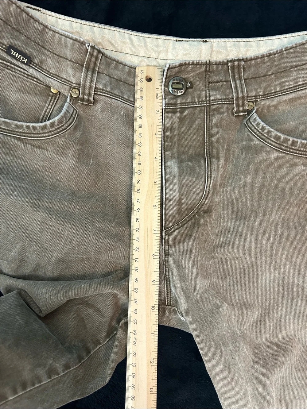 Kuhl Rydr Pants Mens 32x34 Khaki Brown Articulated Knee Outdoor Tapered Fit